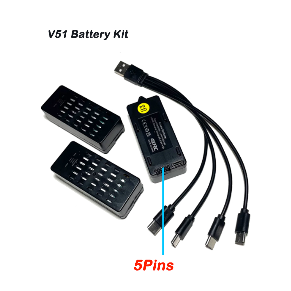 Drone Racing Charger - 3PCS 4D-V51 Battery 3.7V 1300mAh Lipo